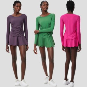 Long Sleeve Top And Short Sportswear Two Pieces Set